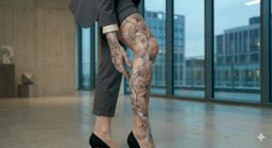 Leg Tattoo Design: Flowing Artistic Expression