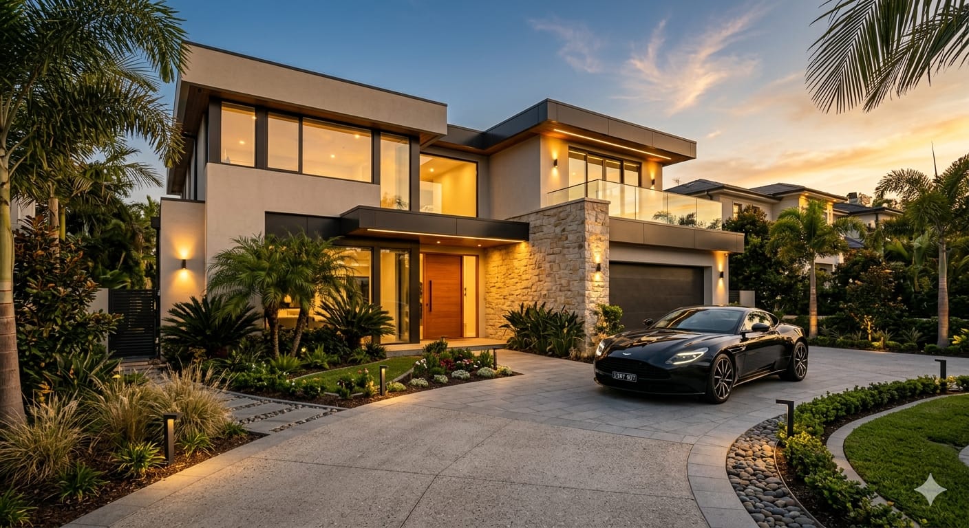 Modern Home Exterior Design with a Luxury Car