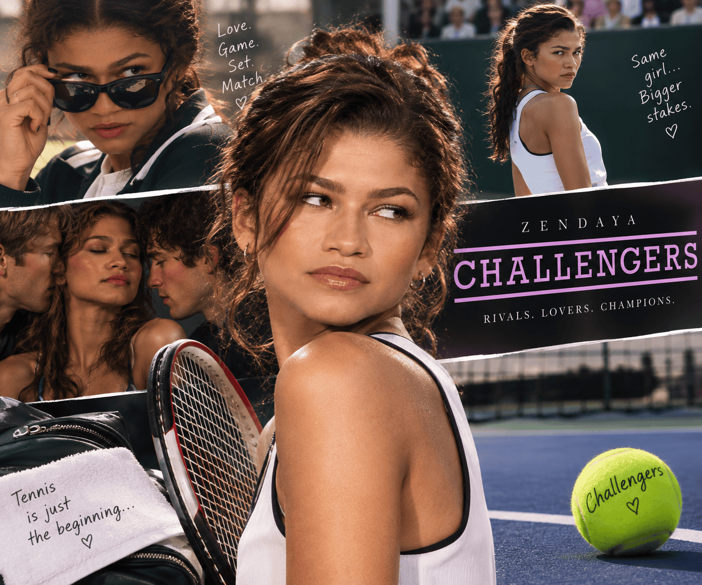 Zendaya in Challengers inspired tennis scene with racket and court