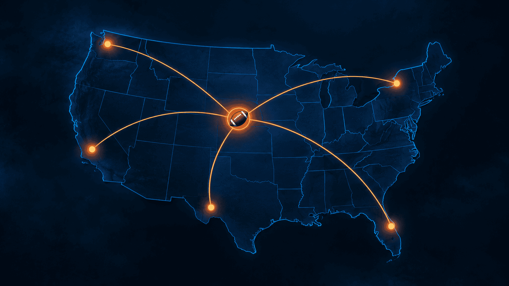 Map of possible NFL trade destinations for a wide receiver